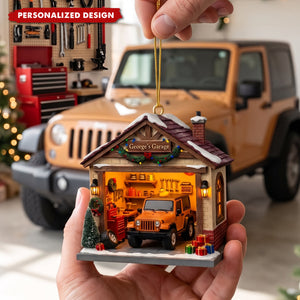 Personalized Off Road Car Garage Miniature Custom  Acrylic Ornament, Gift For Jeep Lover