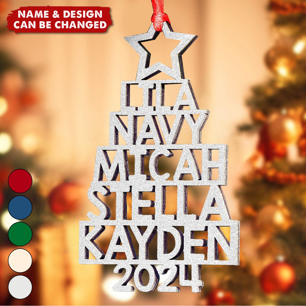 Custom Family Names 2025 Christmas Tree Ornament - Personalized Family Ornament