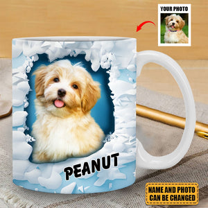 In A Snow Wall Hole Upload Pet Photo Personalized Mug