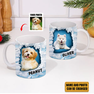 In A Snow Wall Hole Upload Pet Photo Personalized Mug