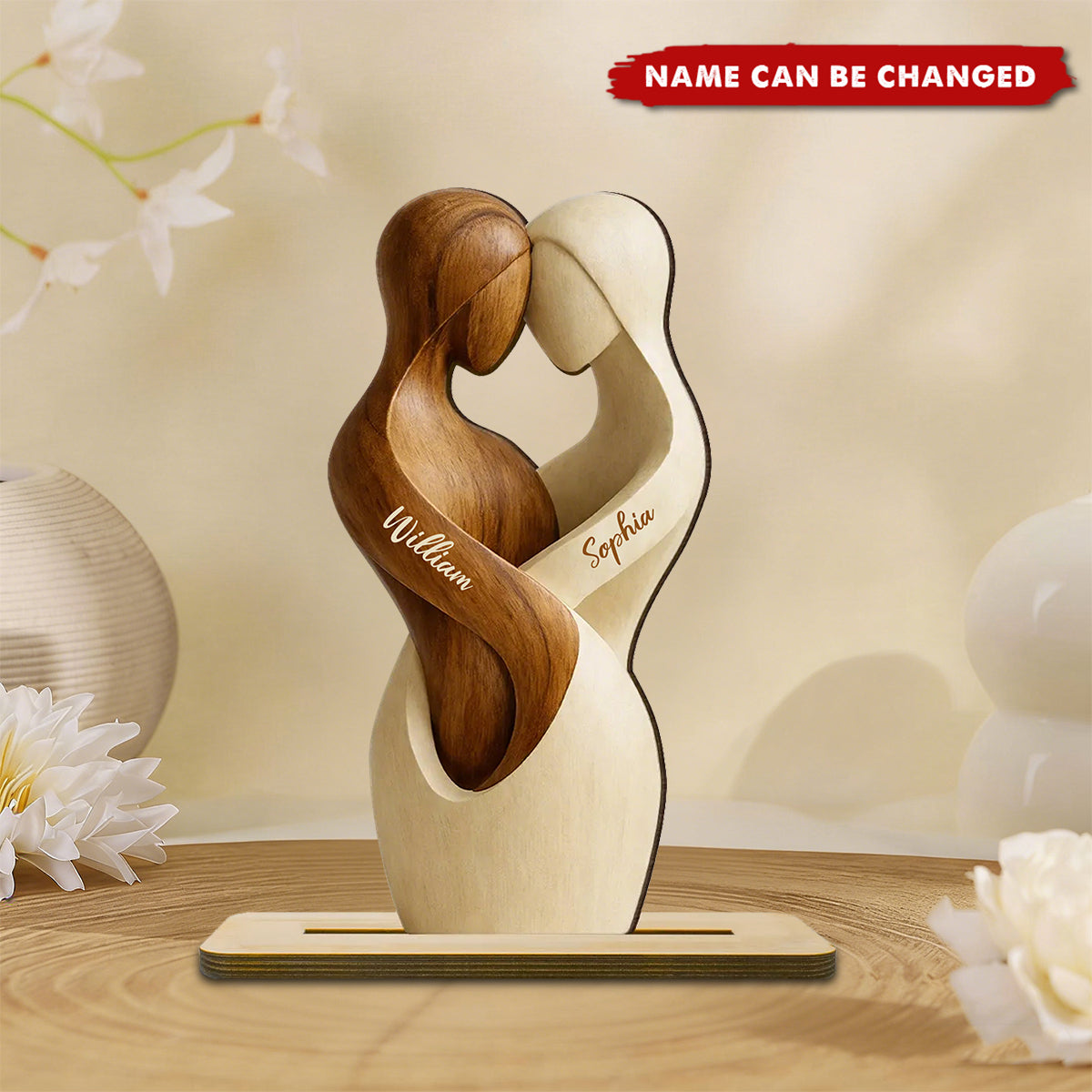 Two Become One - Personalized 2-Layered Wooden Plaque, Valentine's Day Gift