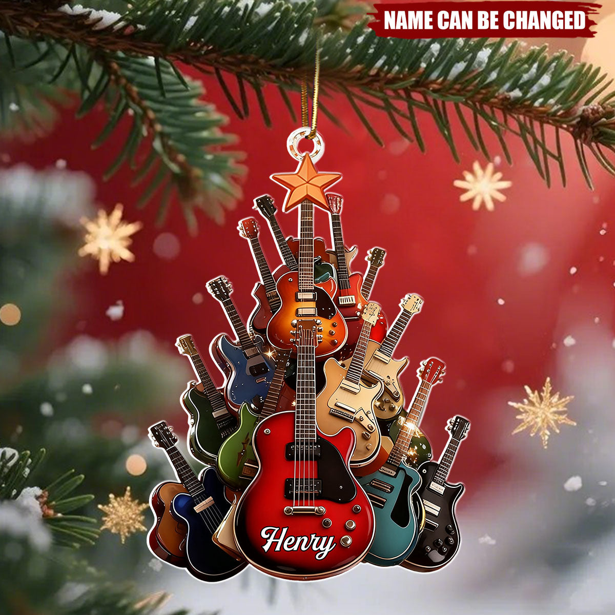 Custom Electric Guitar Tree Ornament, Personalized Musician Christmas Decor