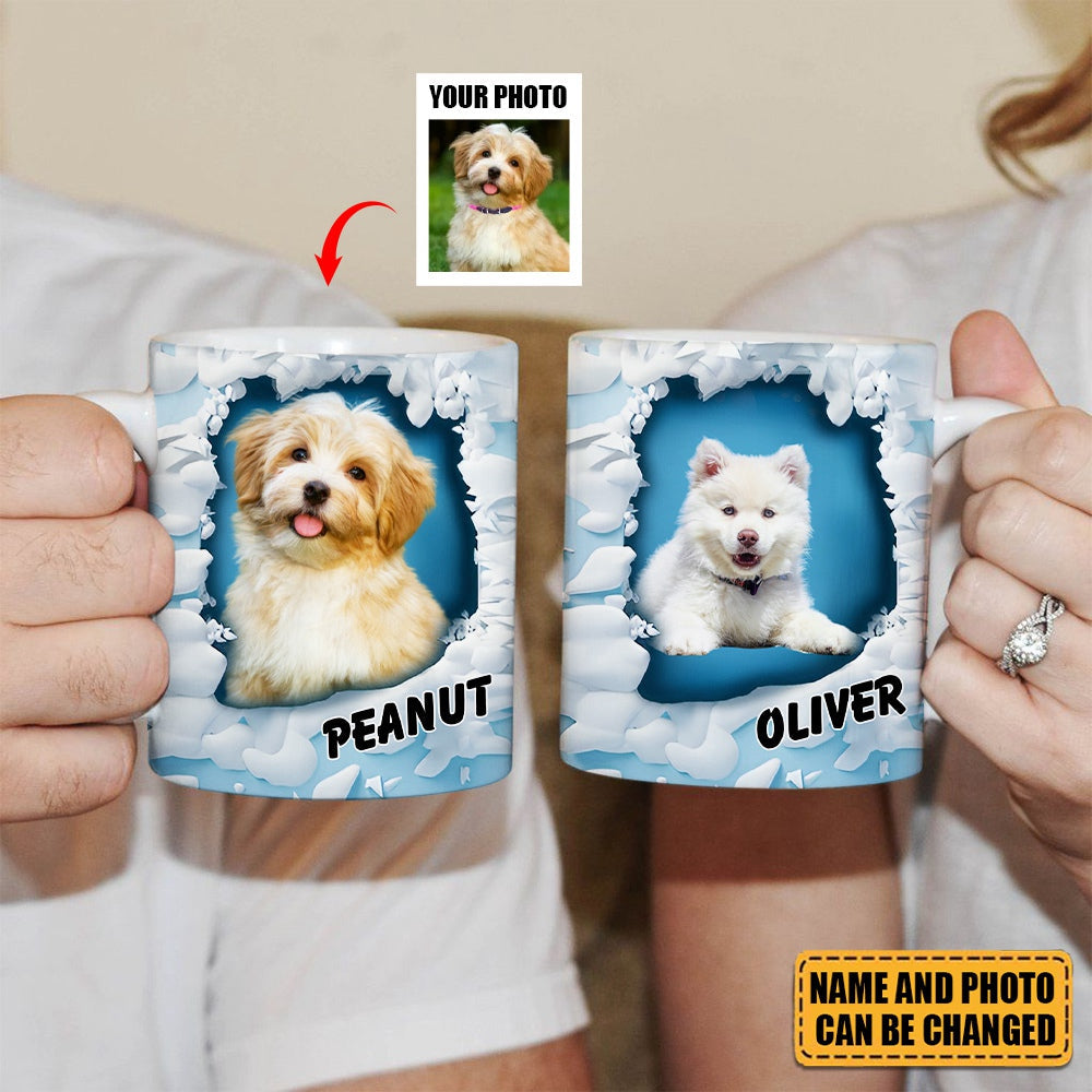 In A Snow Wall Hole Upload Pet Photo Personalized Mug