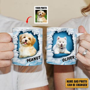 In A Snow Wall Hole Upload Pet Photo Personalized Mug