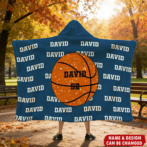 Personalized Balls Design Soft Hooded Blanket with Name and Number Team Birthday Christmas Gift for Sports Lovers