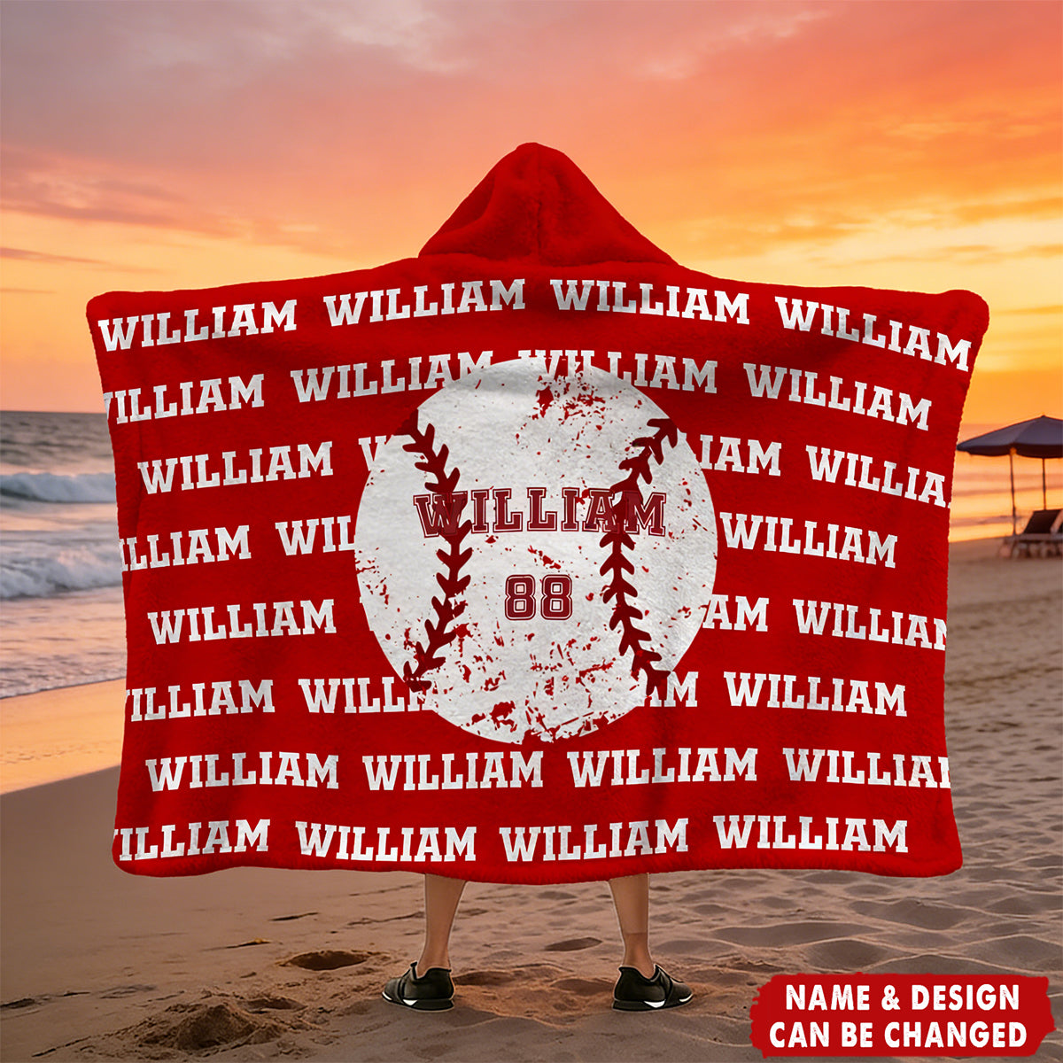 Personalized Balls Design Soft Hooded Blanket with Name and Number Team Birthday Christmas Gift for Sports Lovers