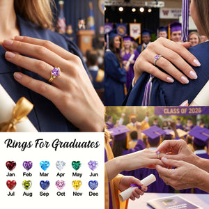 Personalized High School Graduation Ring with Name & Birthstone Engraving