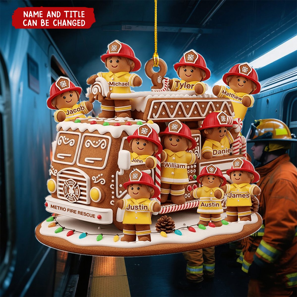 Heroes With Festive - Personalized Christmas Acrylic Ornament, Gift for Firefighter
