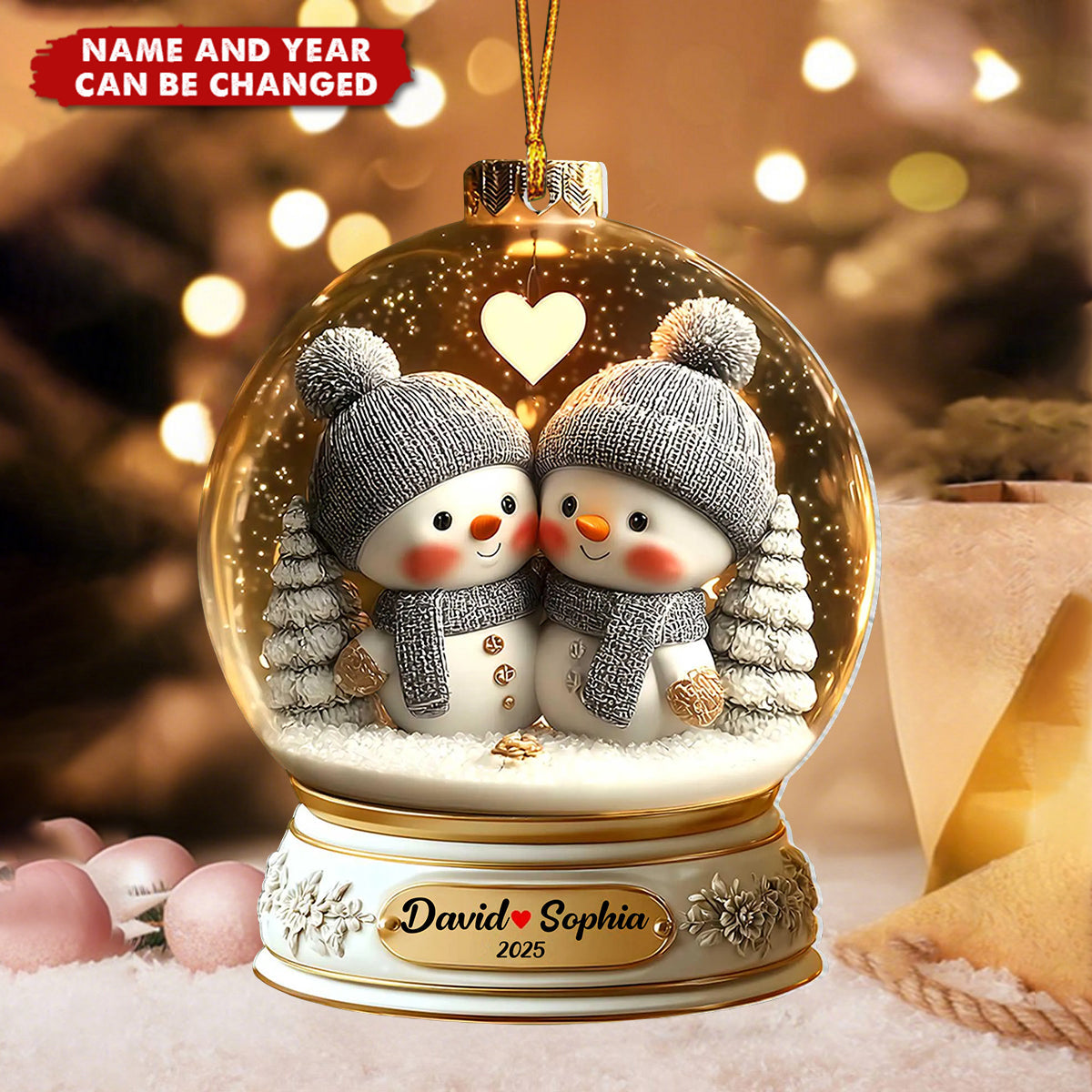 Snowman Couple - Personalized Christmas Acrylic Ornament