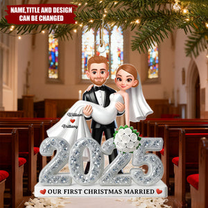 First Christmas Married 2025 - Personalized Christmas Acrylic Ornament