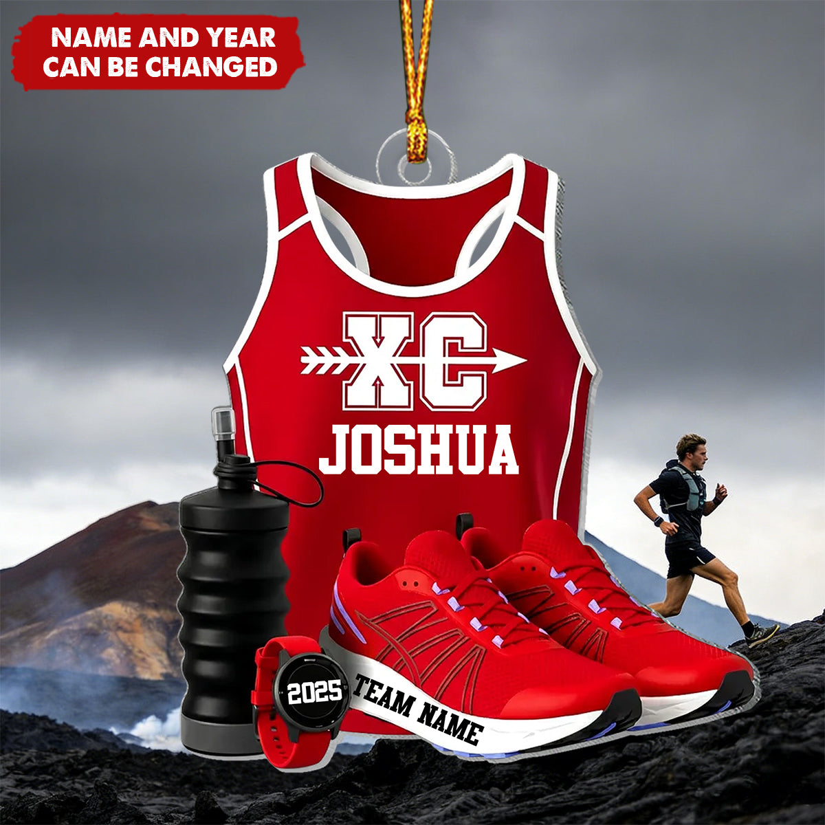 3D Effect Cross Country Runner - Personalized Christmas Acrylic Ornament