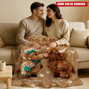 You & Me We Got This - Personalized Highland Cow Blanket
