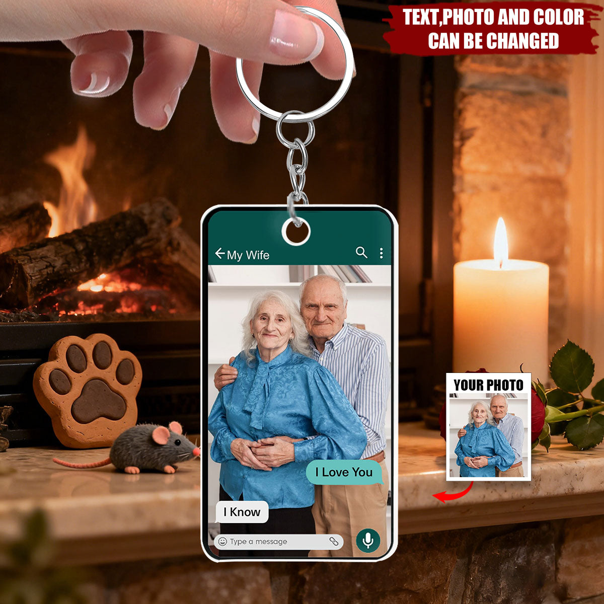 Custom Photo Memorial Message From Loved One - Personalized Acrylic Keychain