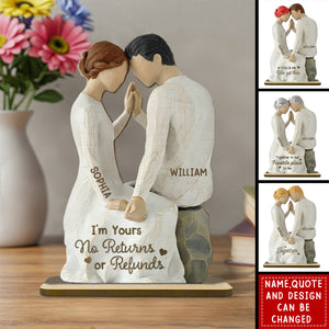 3D Effect Couple Sitting Side By Side - Personalized 2-Layered Wooden Plaque - Valentine's Day, Anniversary Gift For Him, Gift For Her