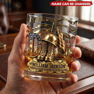 Proud Veteran Dad - Personalized Whiskey Glass,  Father's Day Gift For Dad, Grandpa