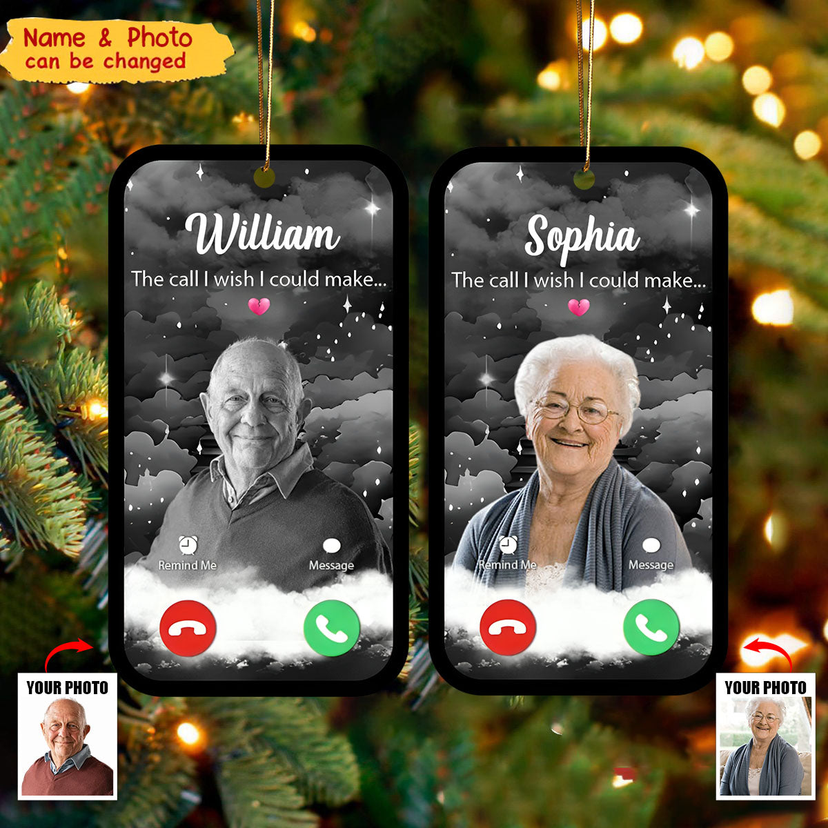 The Call I Wish I Could Take Memorial Sympathy Photo Personalized Ornament