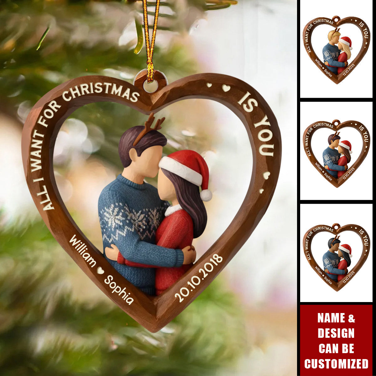 Couple All I Want for Christmas is You - Personalized Acrylic Ornament, Christmas Gift for Couples
