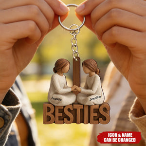 Besties Forever Together - Personalized Acrylic Keychain - Gift For Best Friends