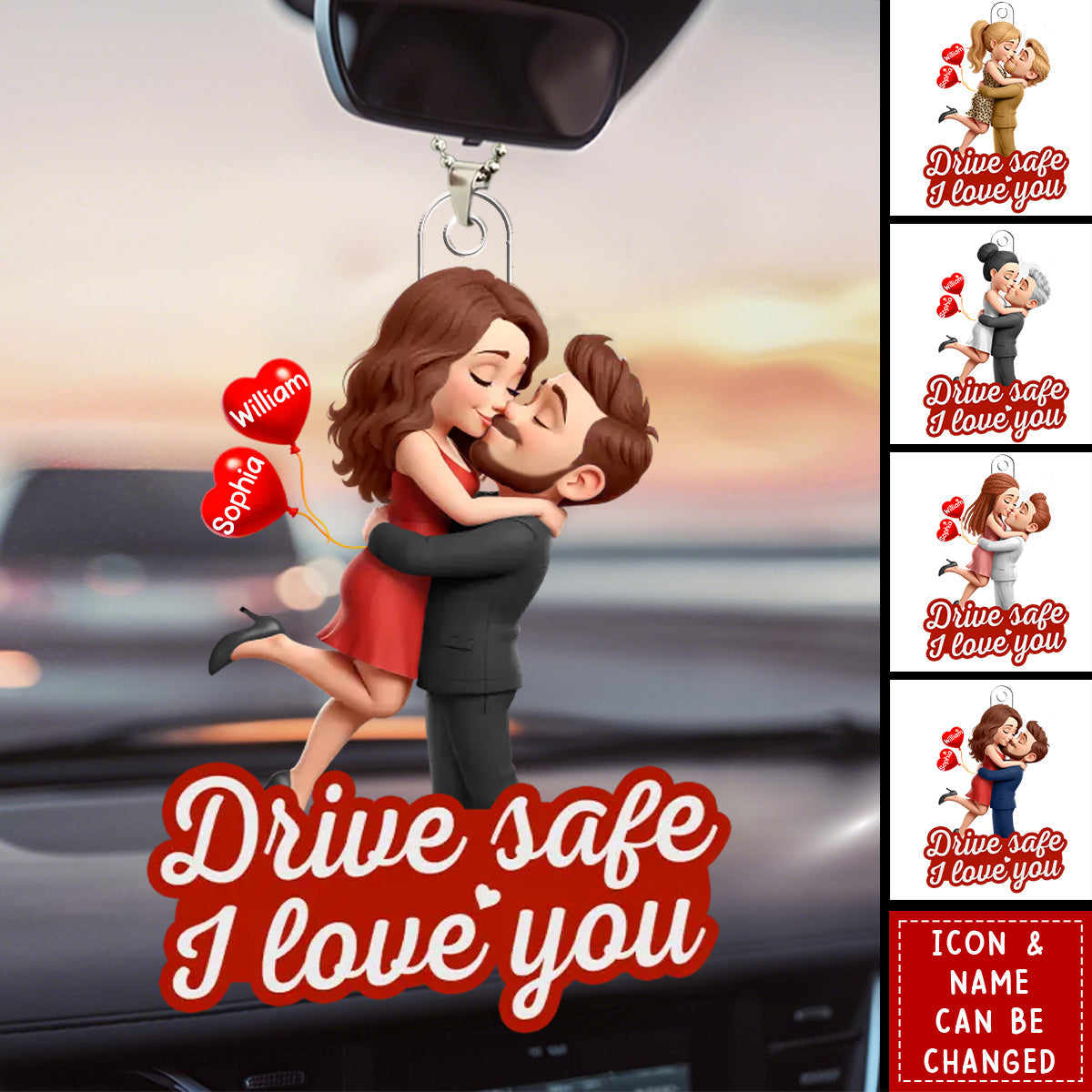 Acrylic Car Ornament - Personalized Anniversary Wedding Gifts For Husband And Wife, Him And Her - Forever Yours No Refunds