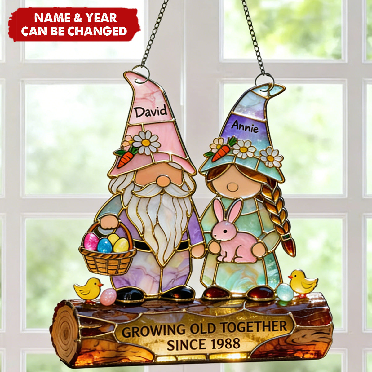 Growing Old Together Suncatcher - Personalized Gifts For Couples