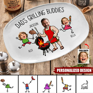 Father's Day Gifts, Dad's Grilling Buddies Father's Day Gift For Daddy, Husband, Grandpa - Personalized Platter