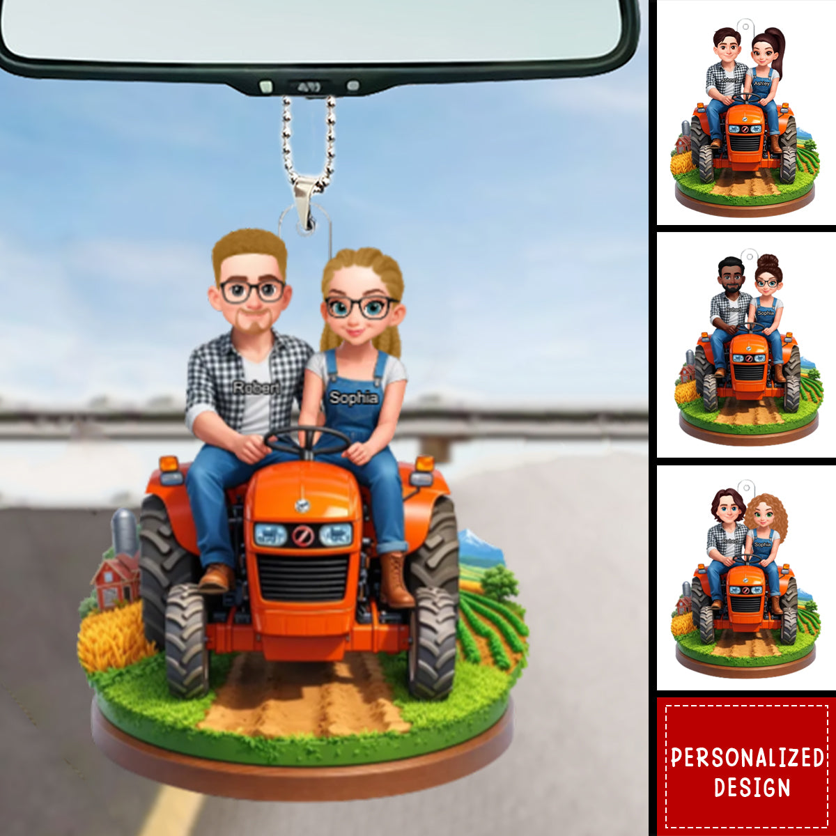 Farmer Couple - Personalized Car Ornament - Gifts for Couple, Him And Her