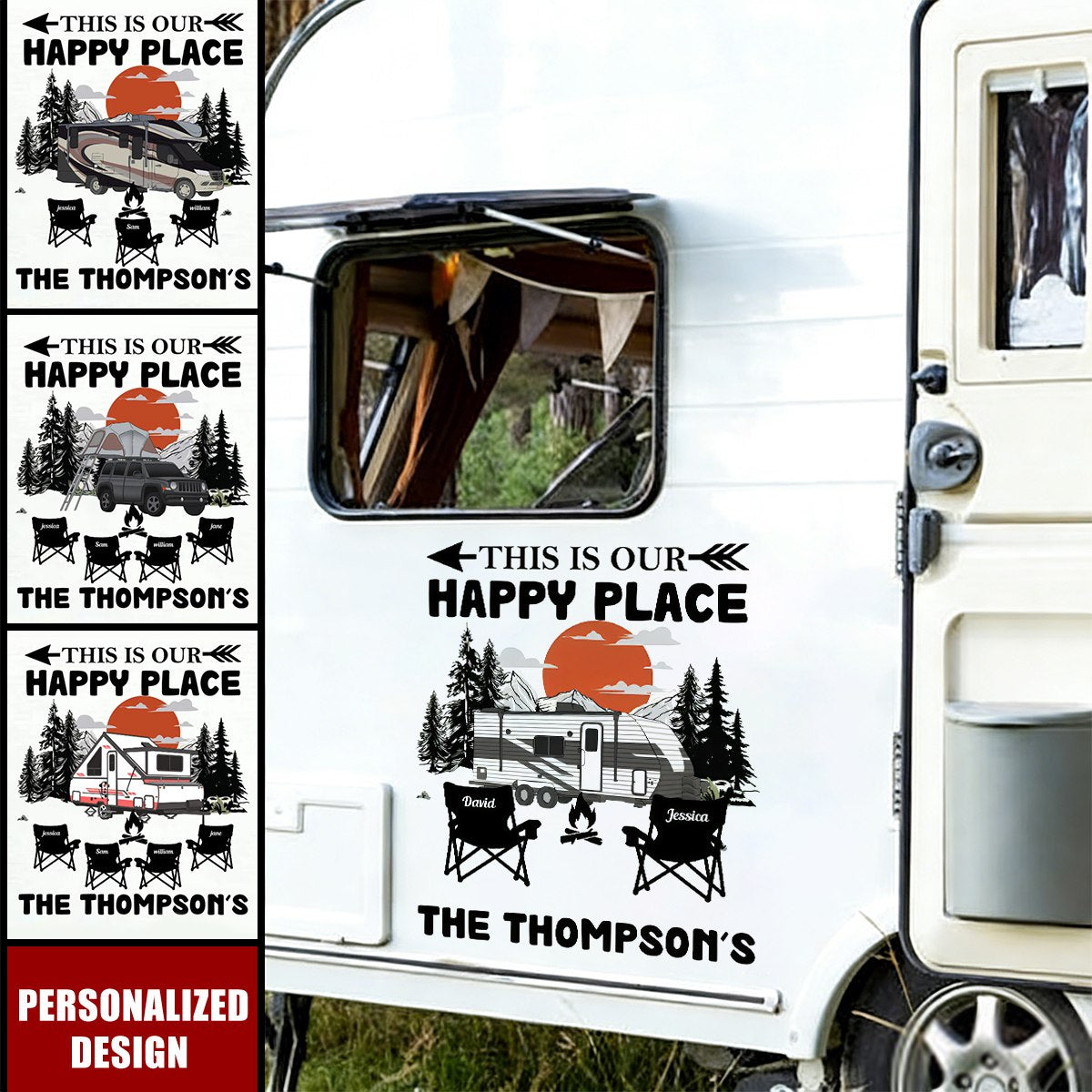 This Is Our Happy Place Custom Family Name - Camping Personalized RV Decal
