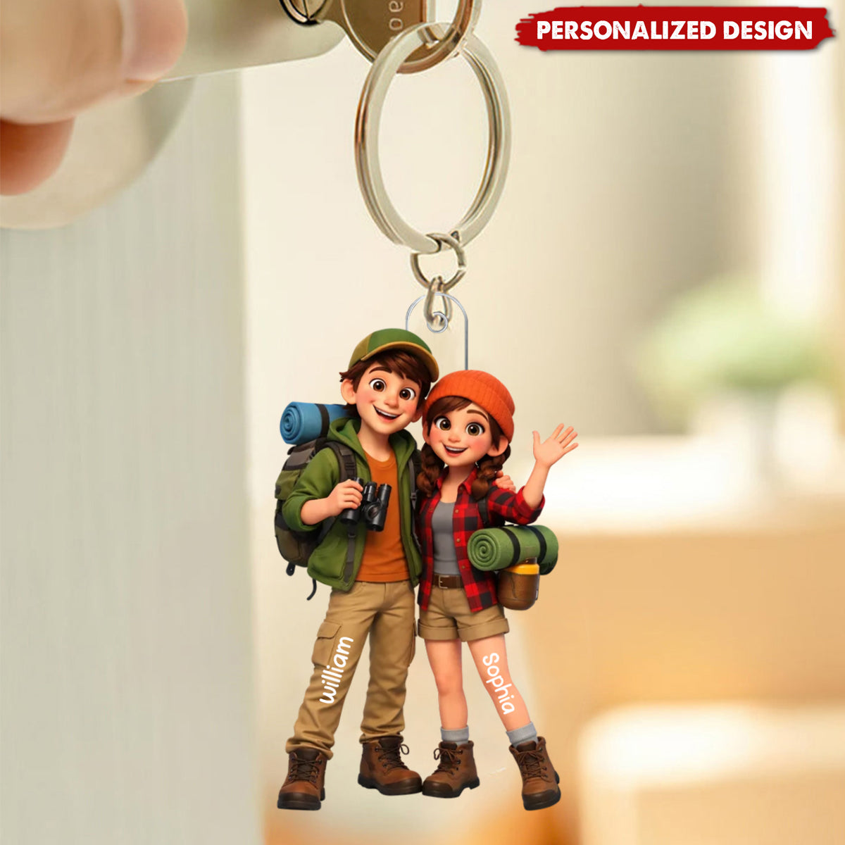 Camping Couple - Personalized Acrylic Keychain - Sentimental Gift for Her, for Him
