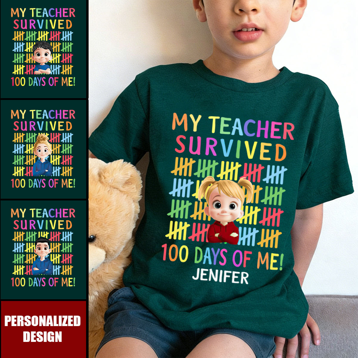 Personalized Shirt - 100 Days Of School School Gifts For Boys Girls Kids