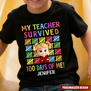 Personalized Shirt - 100 Days Of School School Gifts For Boys Girls Kids