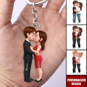 Romantic Couple - Personalized Acrylic Keychain - Heartfelt Valentine's Day Gift for Her, for Him
