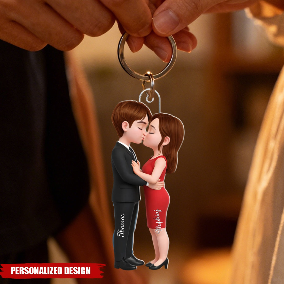 Romantic Couple - Personalized Acrylic Keychain - Heartfelt Valentine's Day Gift for Her, for Him