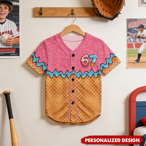 Six Seven 67 Ice Cream - Personalized Kids Baseball Jersey
