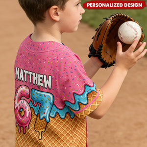 Six Seven 67 Ice Cream - Personalized Kids Baseball Jersey