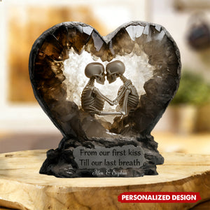 From Our First Kiss - Personalized Couple Acrylic Block Plaque - Anniversary, Valentine's Day Gift