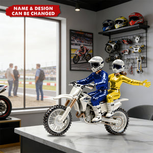 Motocross Couple Acrylic Plaque - Personalized Gifts For Couple, Biker Lovers