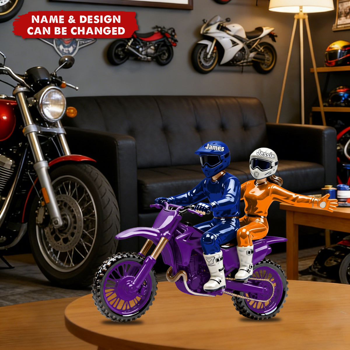 Motocross Couple Acrylic Plaque - Personalized Gifts For Couple, Biker Lovers