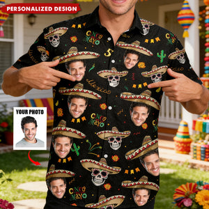 Personalized Photo Hawaiian Shirt - Custom Face Cinco De Mayo Mexican Hawaiian Shirt
