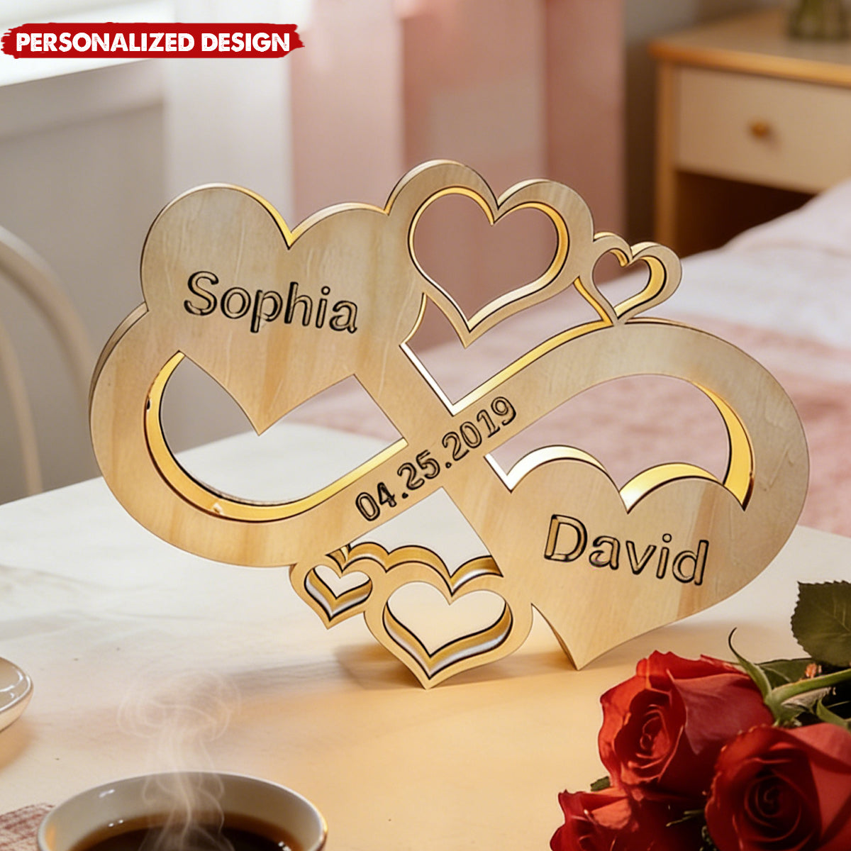 Custom Name Infinity Heart Lamp - Personalized Couple Lamp, Gifts For Wife, Him, Her