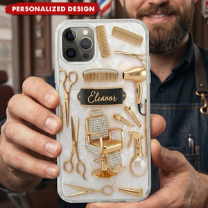 Custom Name Hairstylist 3D Clear Phone Case, Personalized Gift For Hairdresser