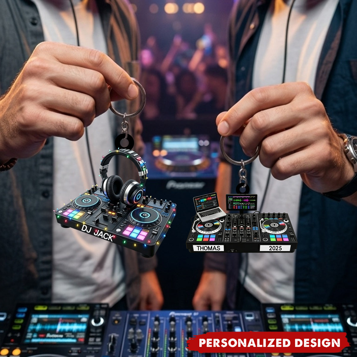 Custom Name DJ Acrylic Keychain, Personlized Gift For Music Lover