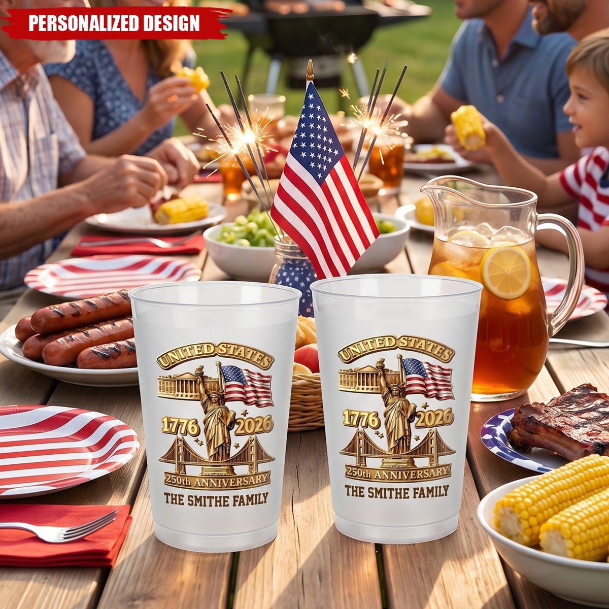 250th Anniversary USA Patriotic - Personalized Cups