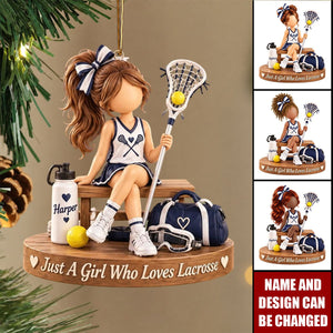 Personalized Acrylic Lacrosse Ornament, Custom Lacrosse Girl Gift For Daughter