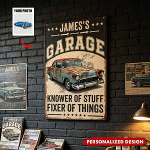 Knower Of Stuff Fixer Of Things - Custom Vintage Car, Motor - Personalized Metal Sign