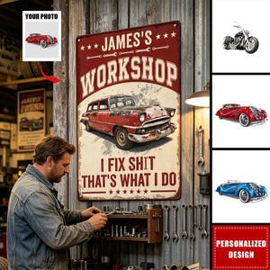 Knower Of Stuff Fixer Of Things - Custom Vintage Car, Motor - Personalized Metal Sign