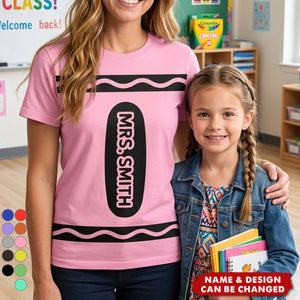 Teacher Crayon Custom Name Back To School Halloween - Personalized Shirt