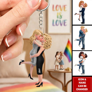 LGBT Couple - Personalized 2-Layered Acrylic Keychain - Gift For Couple, Happy Pride Month