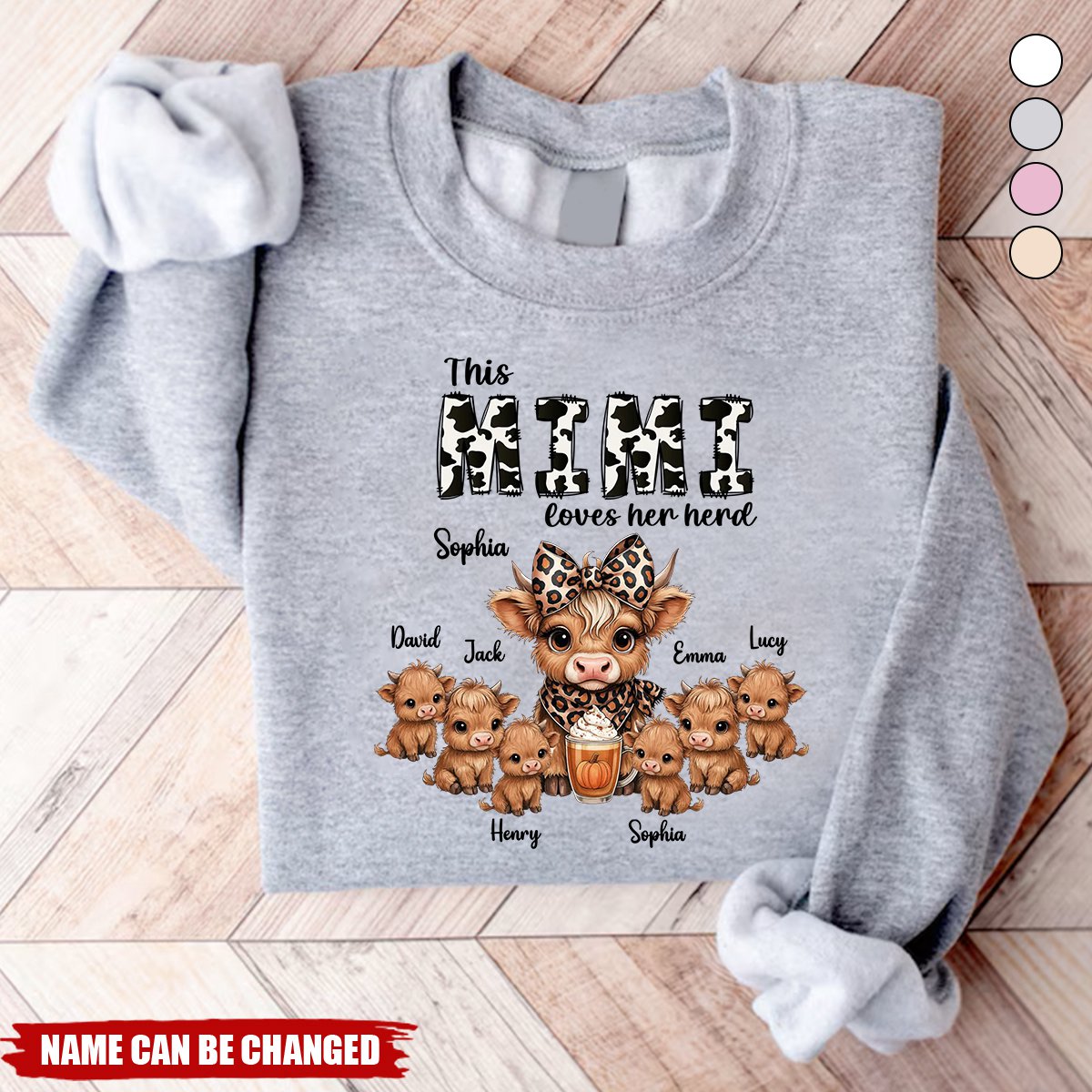 This Mama Grandma Loves Her Herds – Cozy Fall Vibe Personalized Highland Cow Family Sweatshirt