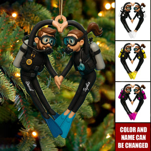 Diving Couple Home Decor, Christmas Ornament, Personalized Ornament