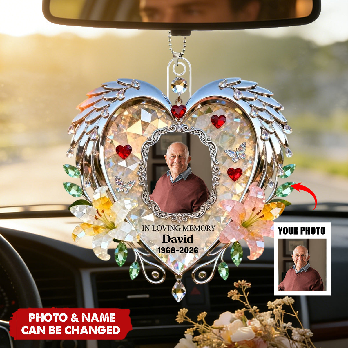 Miss The Angel In Heaven Car Hanging Ornament, Personalized Keepsake To Remember Loved One